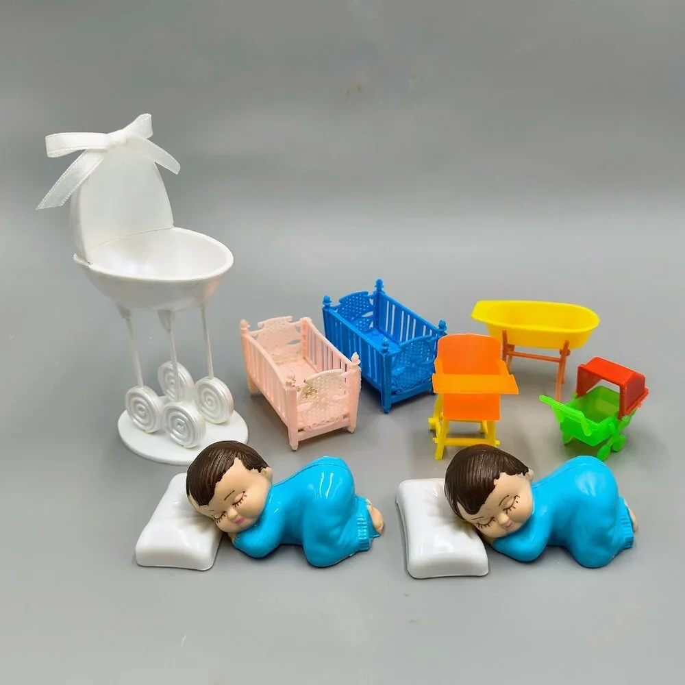 Huge Lot Wilton Baby Cake Toppers Favors Cradle Furniture Rattles Bottles Babies